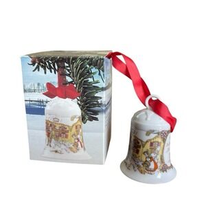 At the Goose Inn Christmas Bell Ornament 1992 Weihnachts Glock Porcelain Germany